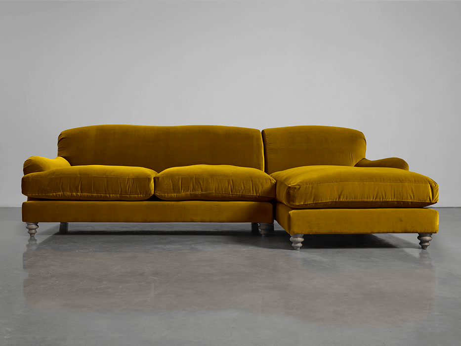 Cosy Chaise Gold Cotton Velvet - Right Hand Facing