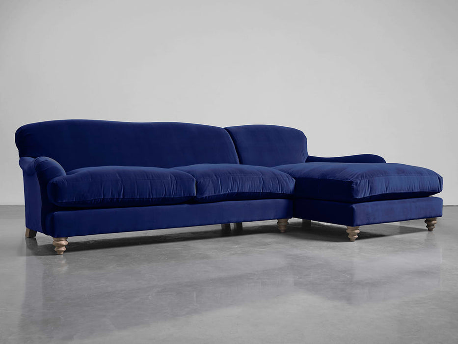 Cosy Chaise Navy Cotton Velvet - Right Hand Facing