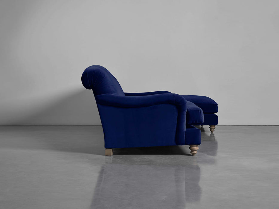 Cosy Chaise Navy Cotton Velvet - Right Hand Facing