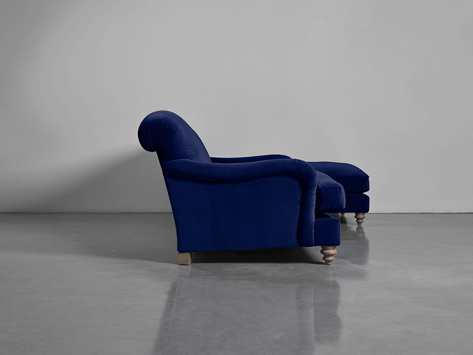 Cosy Chaise Navy Cotton Velvet - Right Hand Facing