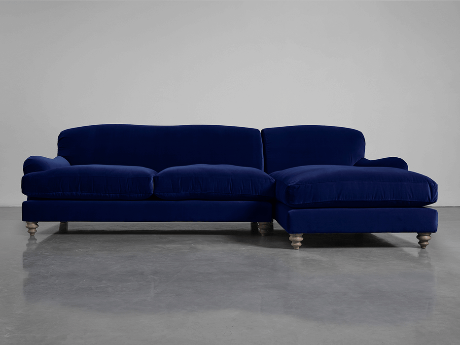 Cosy Chaise Navy Cotton Velvet - Right Hand Facing