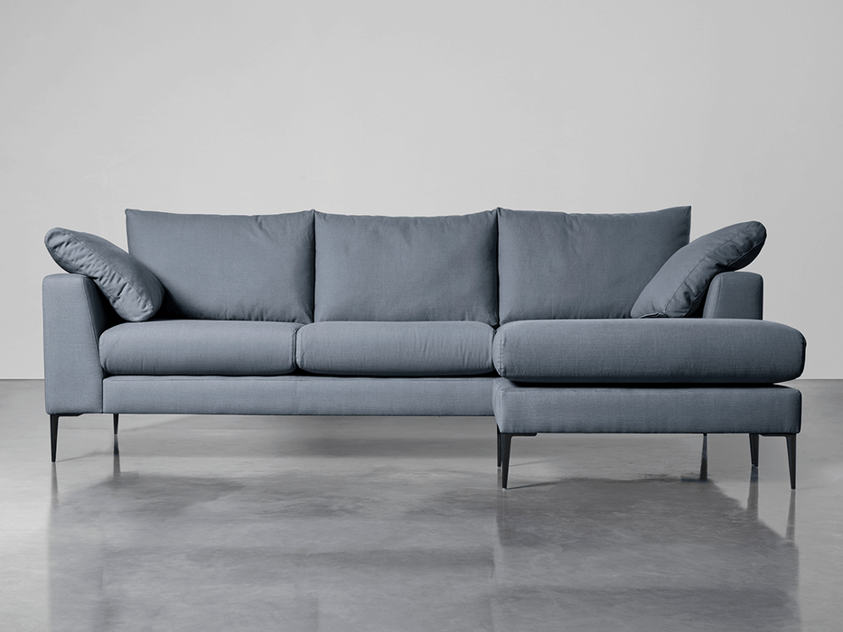 Milano Grand Chaise Sofa French Blue Linen Cotton Blend