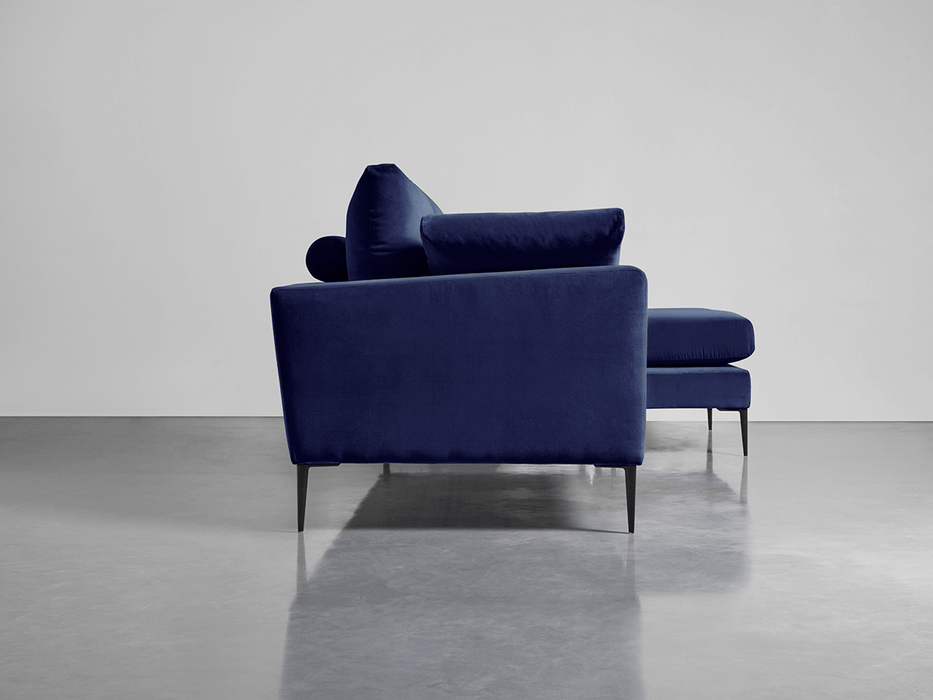 Milano Grand Chaise Sofa Navy Cotton Velvet