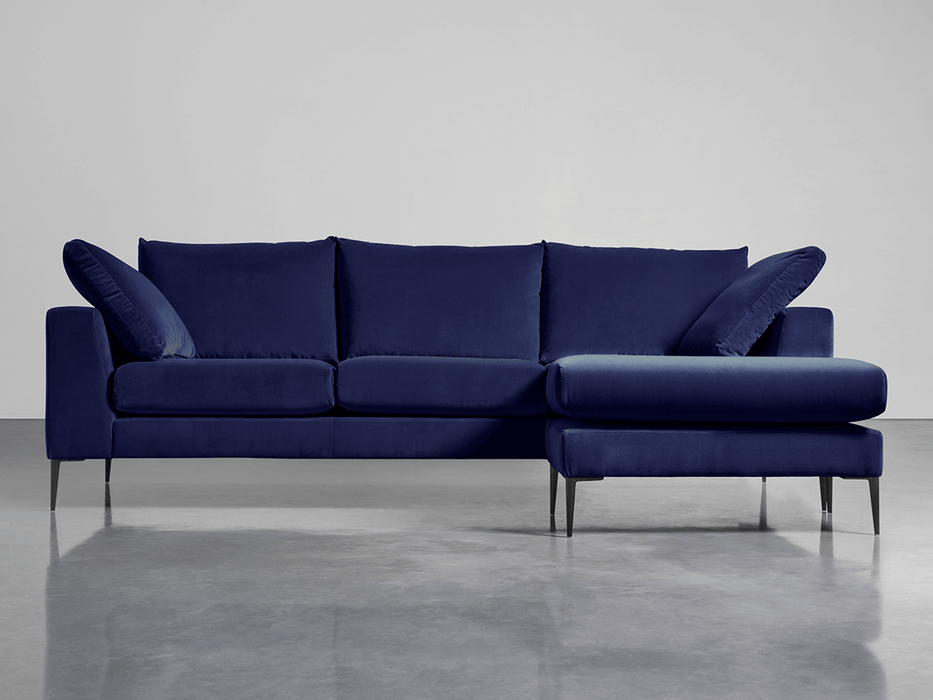 Milano Grand Chaise Sofa Navy Cotton Velvet