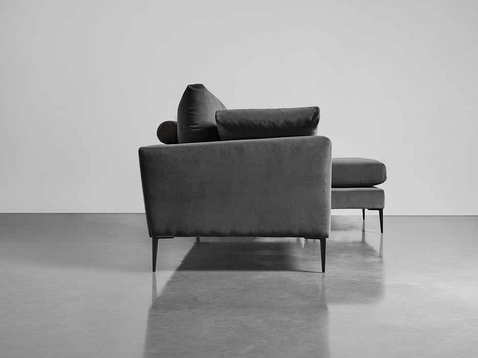 Milano Grand Chaise Sofa Slate Cotton Velvet