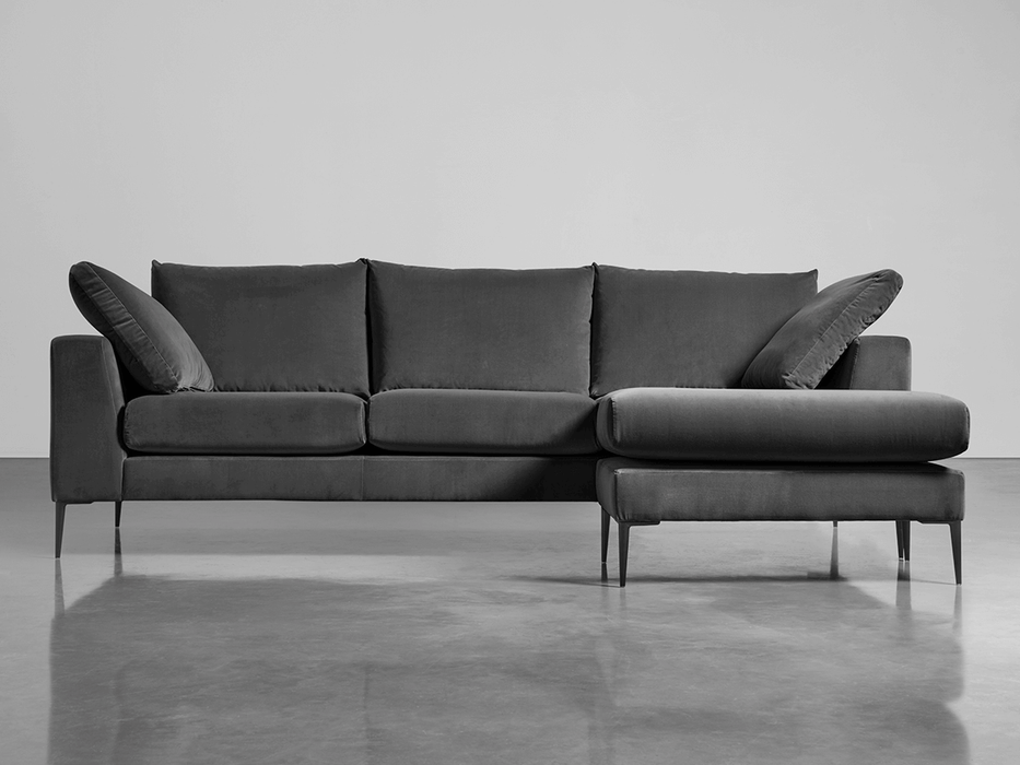 Milano Grand Chaise Sofa Slate Cotton Velvet
