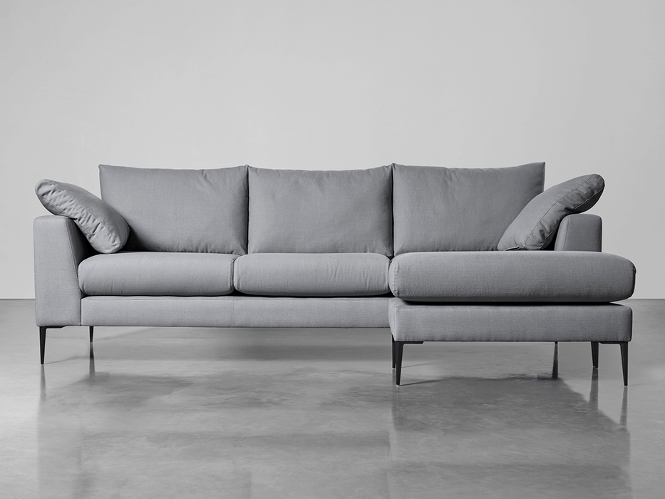 Milano Grand Chaise Sofa Smoke Linen Cotton Blend