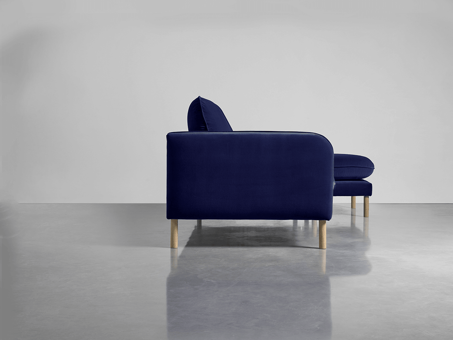 Scandi Midi Chaise Sofa Navy Cotton Velvet