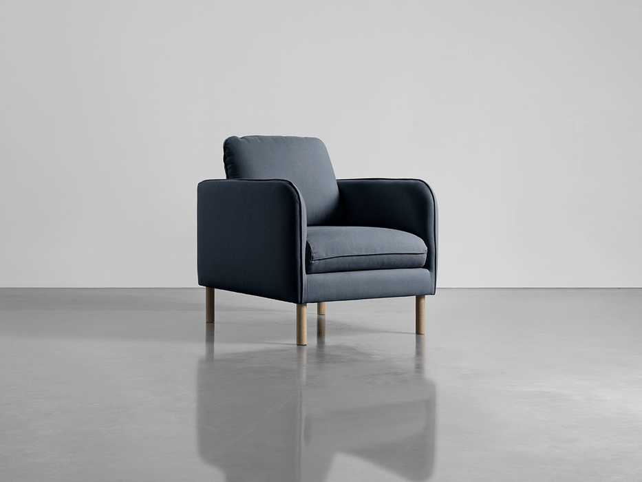 Scandi Armchair French Blue Linen Cotton Blend