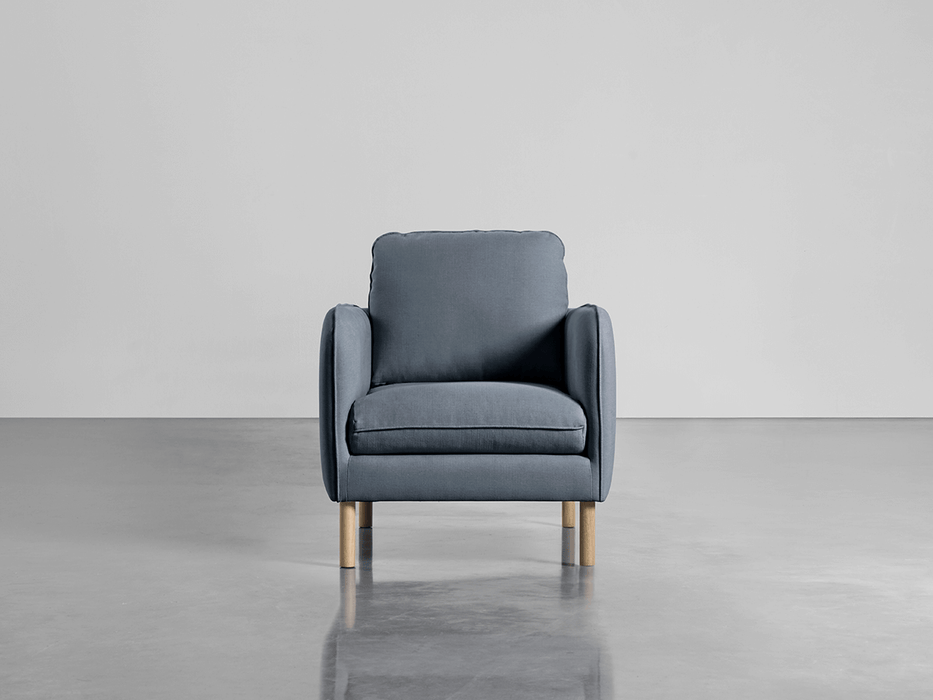 Scandi Armchair French Blue Linen Cotton Blend