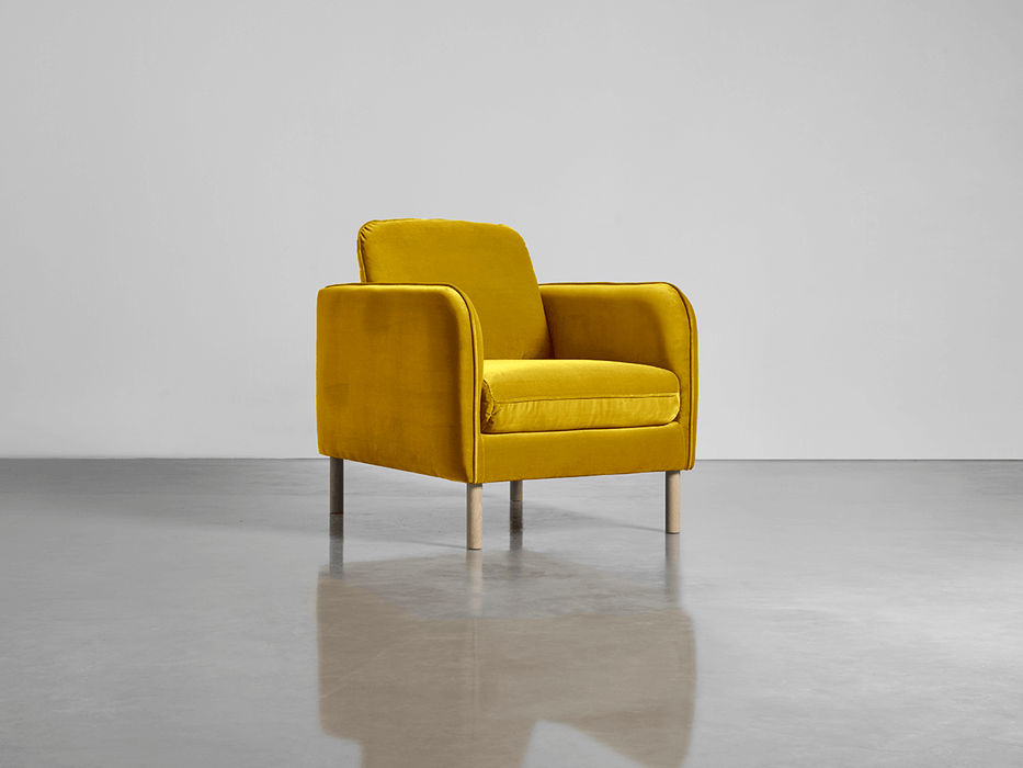 Scandi Armchair Gold Cotton Velvet