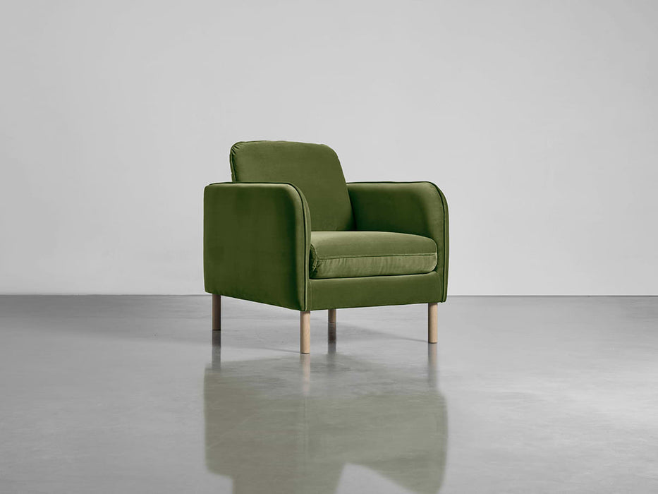 Scandi Armchair Moss Cotton Velvet