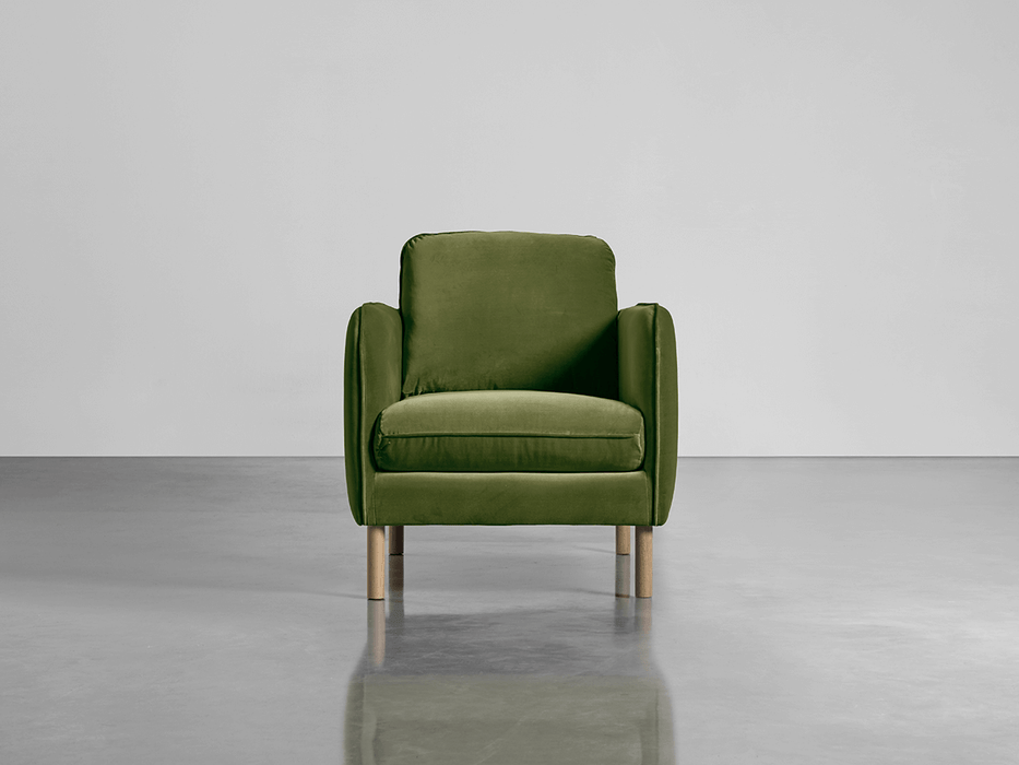 Scandi Armchair Moss Cotton Velvet