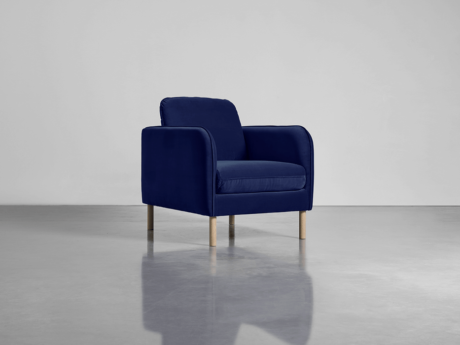 Scandi Armchair Navy Cotton Velvet