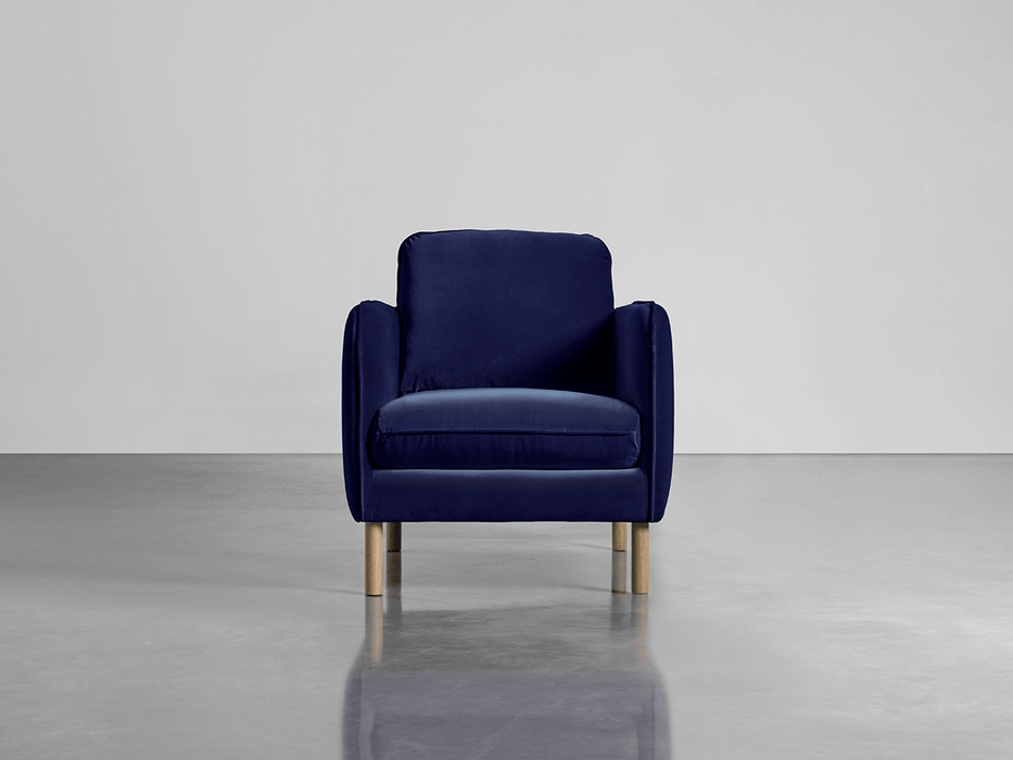 Scandi Armchair Navy Cotton Velvet