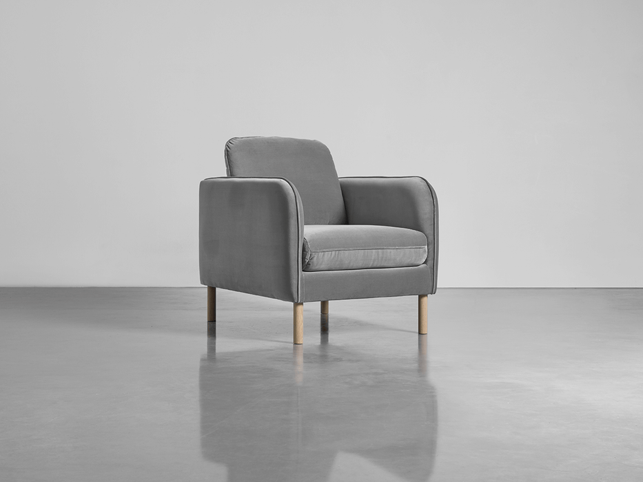 Scandi Armchair Swedish Grey Cotton Velvet