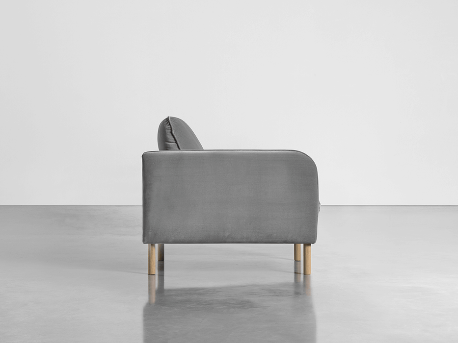 Scandi Armchair Swedish Grey Cotton Velvet
