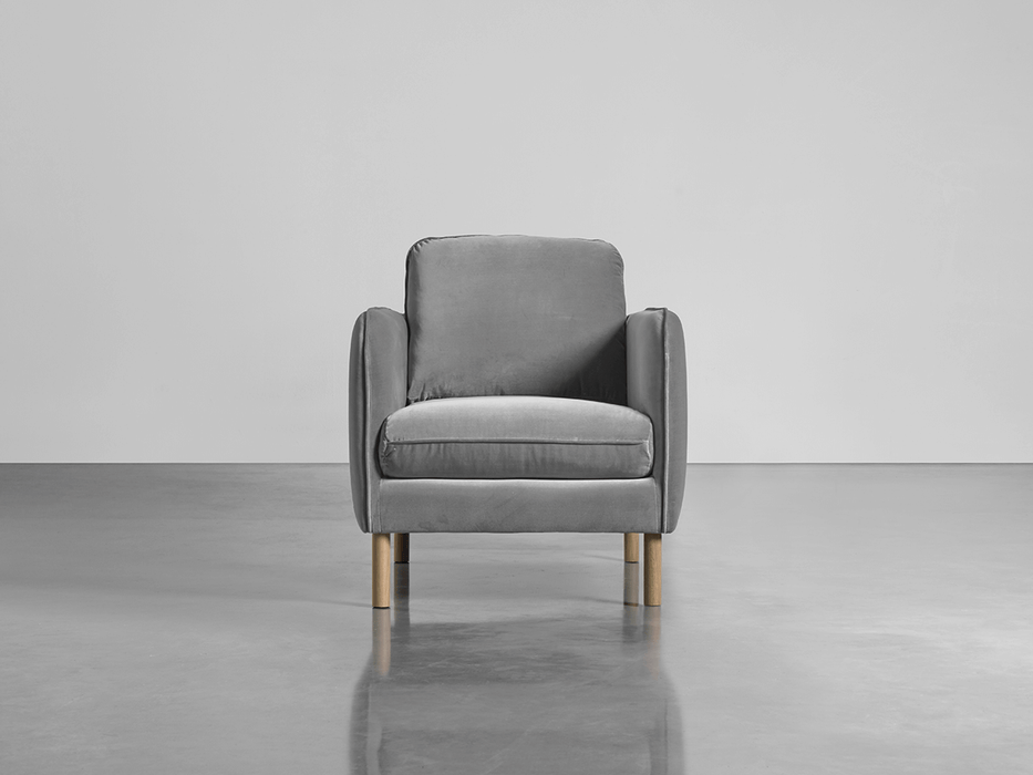 Scandi Armchair Swedish Grey Cotton Velvet
