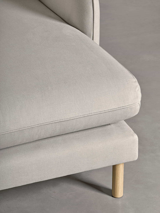 Scandi Midi Chaise Sofa French Blue Linen Cotton Blend