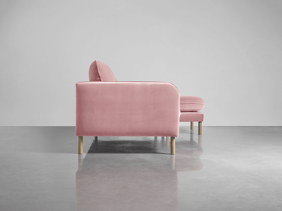 Scandi Midi Chaise Sofa Blush Cotton Velvet