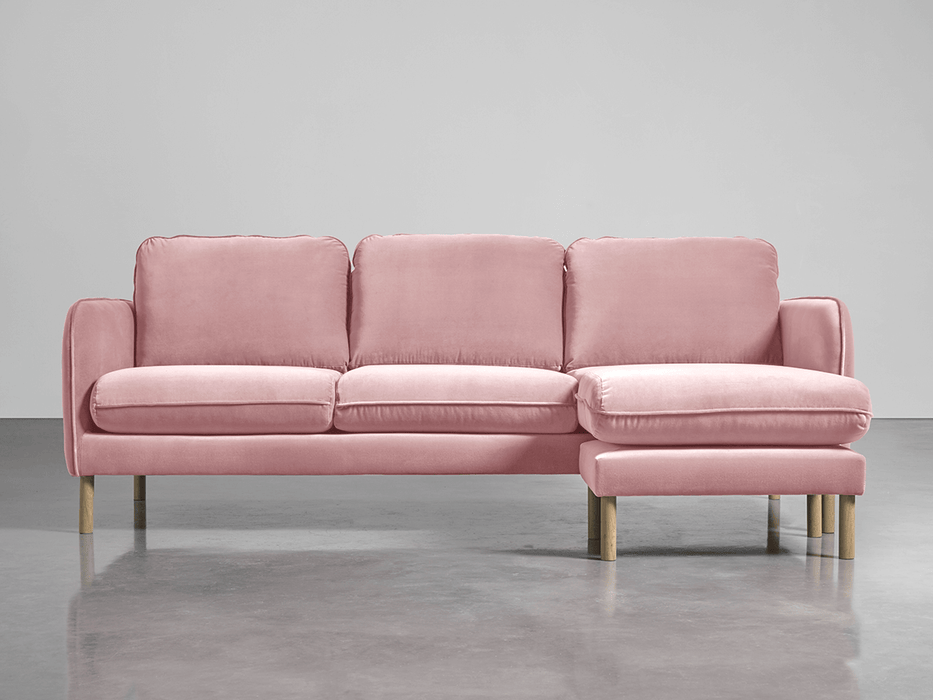 Scandi Midi Chaise Sofa Blush Cotton Velvet