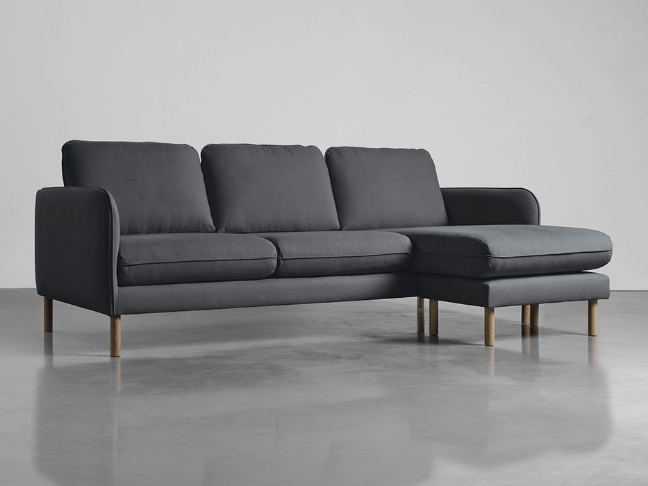 Scandi Midi Chaise Sofa Flint Linen Cotton Blend