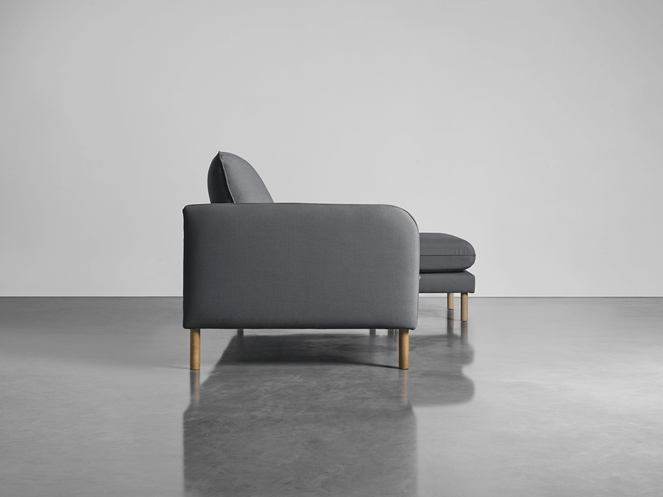 Scandi Midi Chaise Sofa Flint Linen Cotton Blend