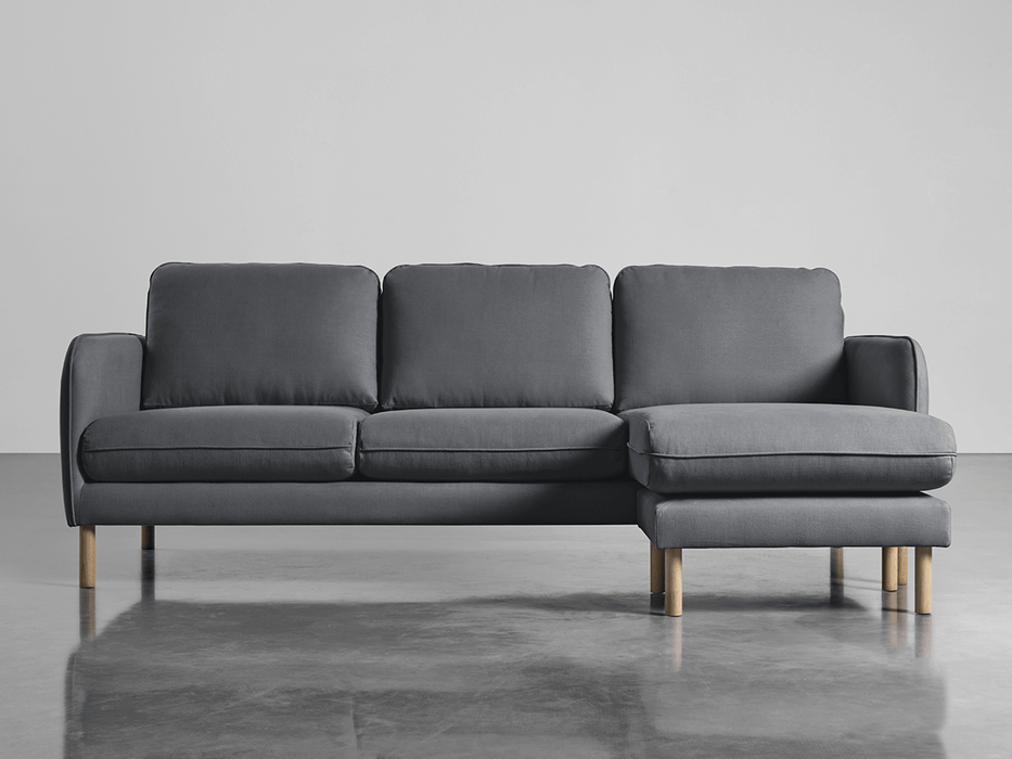Scandi Midi Chaise Sofa Flint Linen Cotton Blend