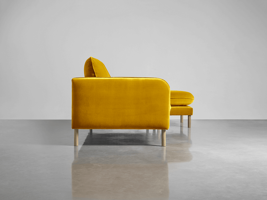Scandi Midi Chaise Sofa Gold Cotton Velvet