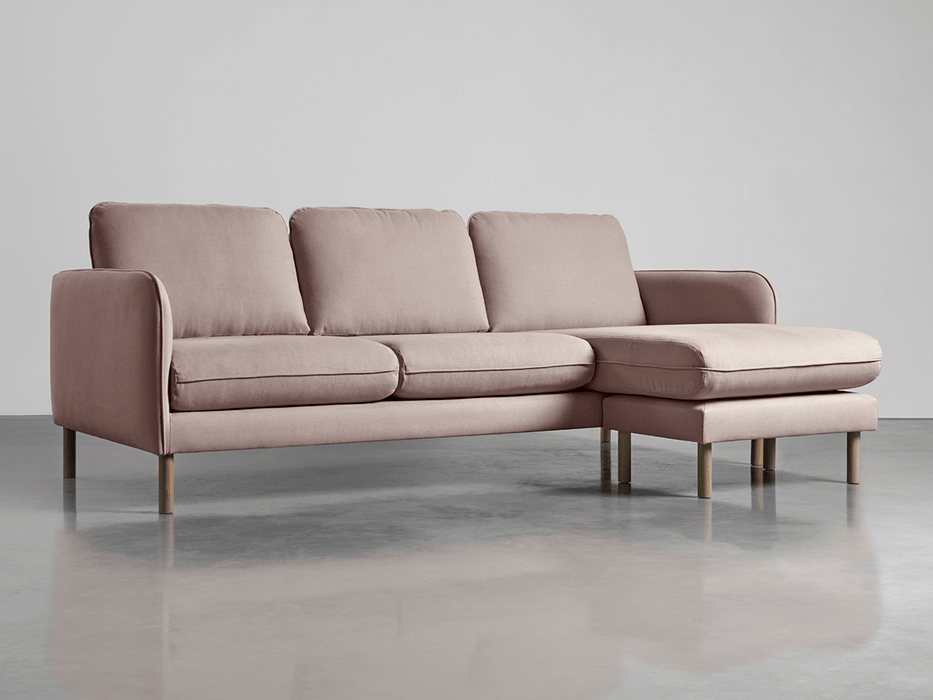Scandi Midi Chaise Sofa Mallow Linen Cotton Blend