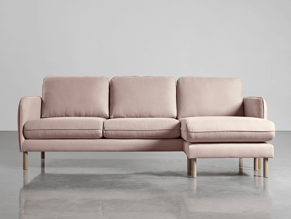 Scandi Midi Chaise Sofa Mallow Linen Cotton Blend
