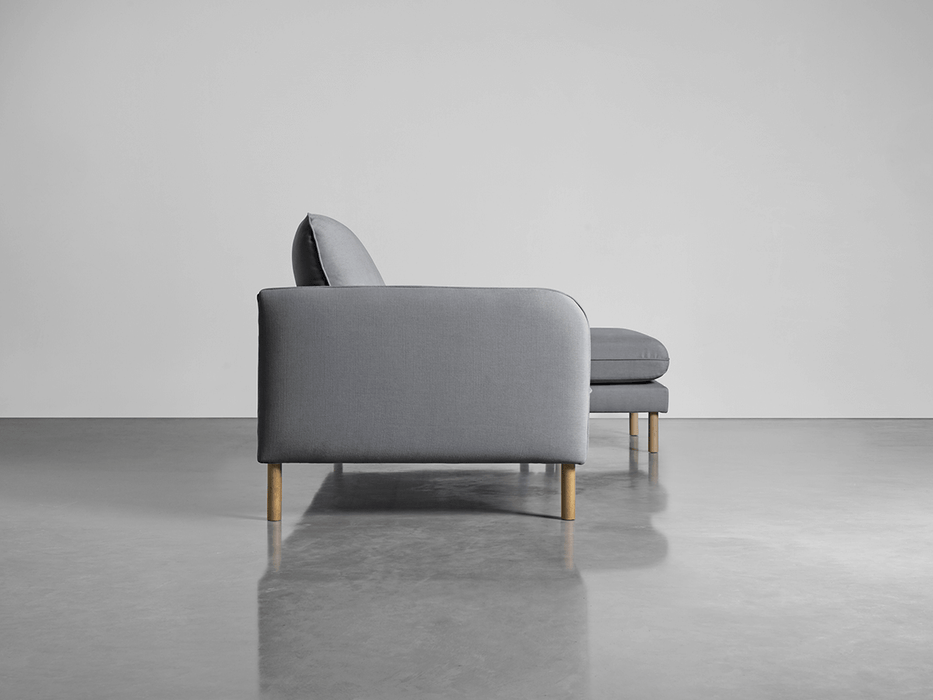 Scandi Midi Chaise Sofa Smoke Linen Cotton Blend
