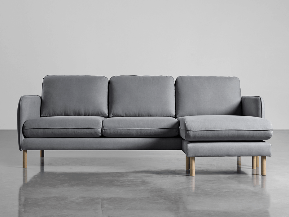 Scandi Midi Chaise Sofa Smoke Linen Cotton Blend