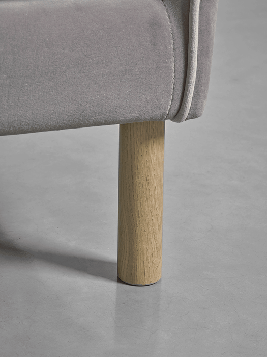 Scandi Midi Chaise Sofa Swedish Grey Cotton Velvet
