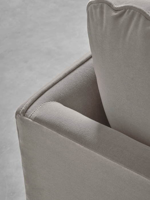 Scandi Midi Chaise Sofa Swedish Grey Cotton Velvet