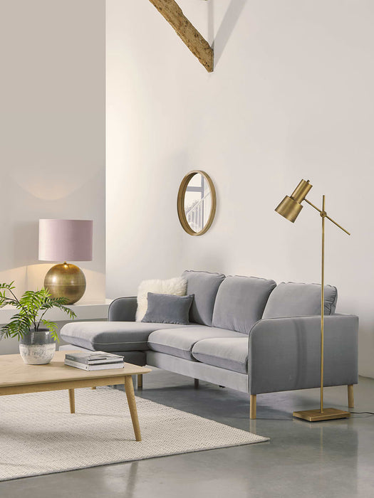 Scandi Midi Chaise Sofa Blush Cotton Velvet