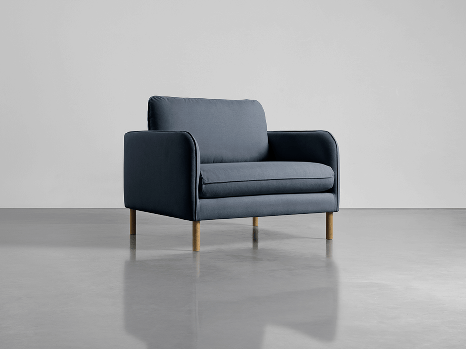 Scandi Loveseat French Blue Linen Cotton Blend