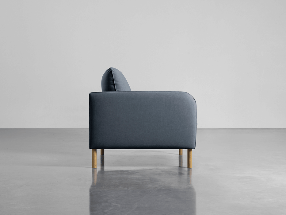 Scandi Loveseat French Blue Linen Cotton Blend
