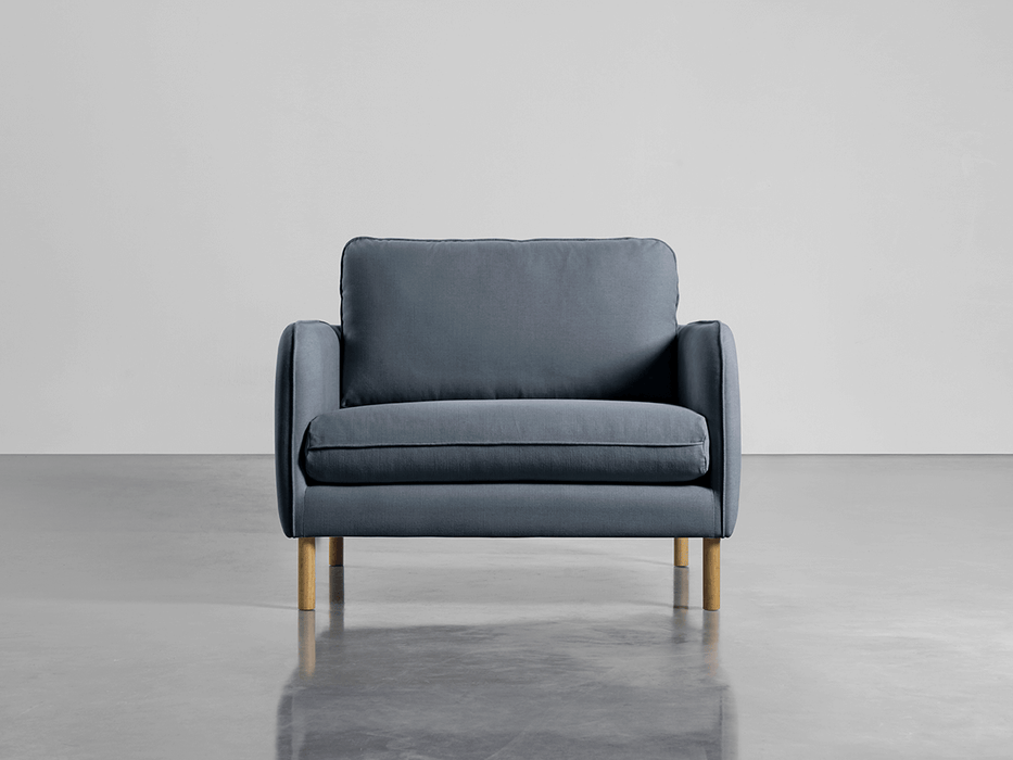 Scandi Loveseat French Blue Linen Cotton Blend