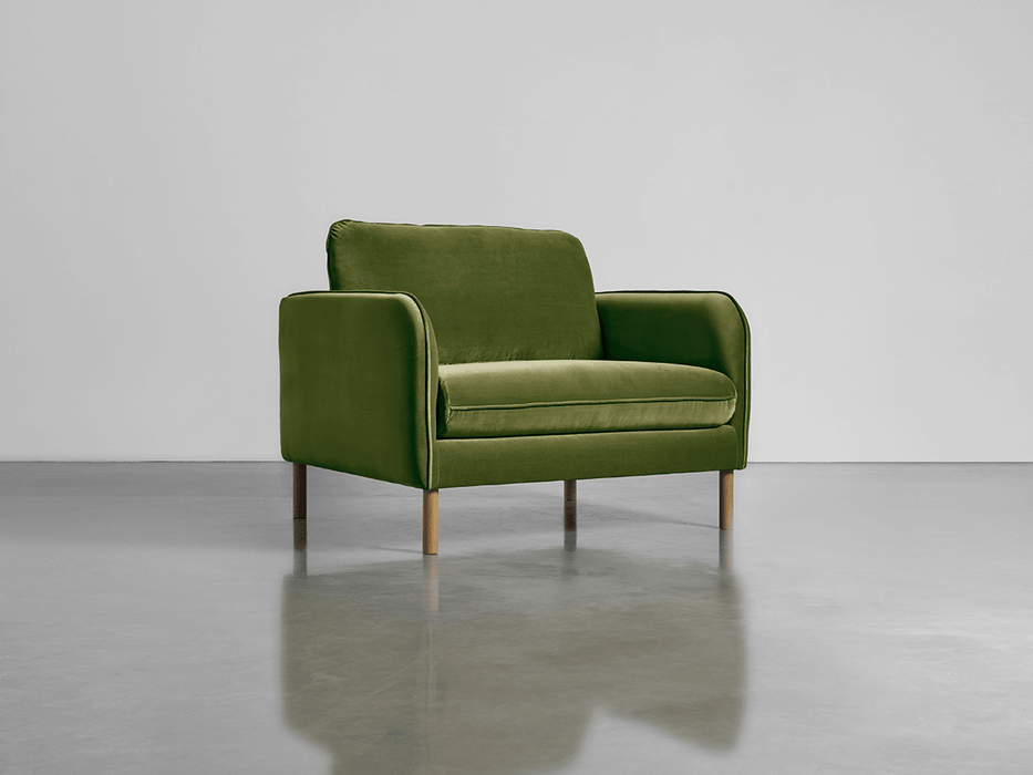 Scandi Loveseat Moss Cotton Velvet