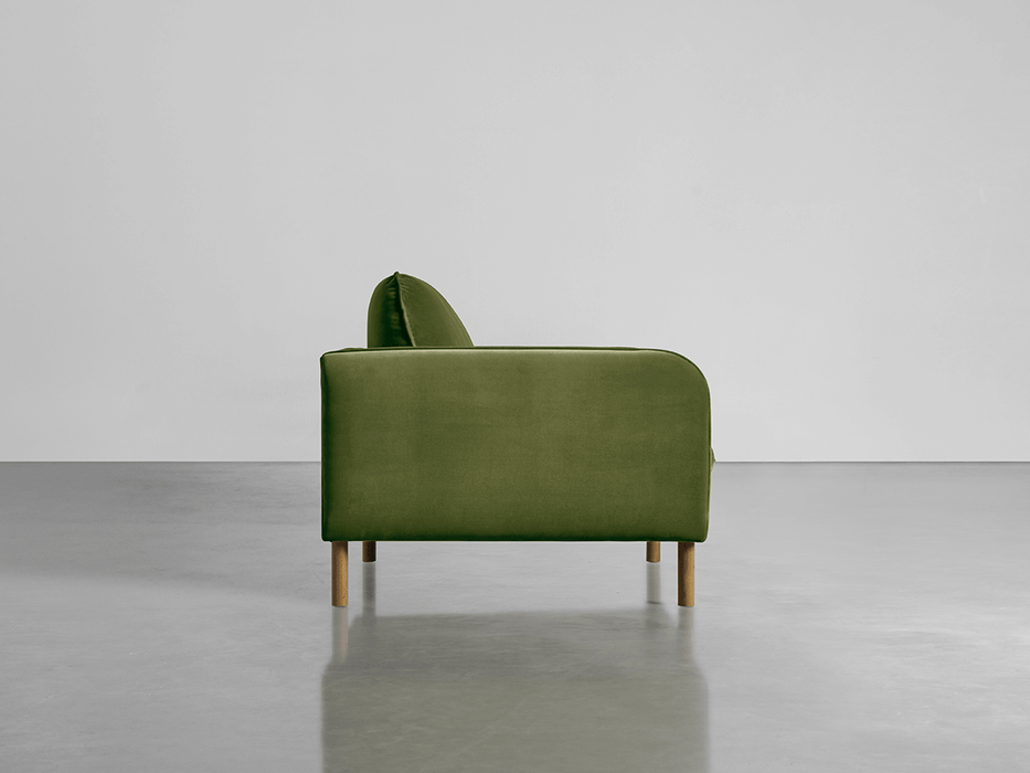 Scandi Loveseat Moss Cotton Velvet