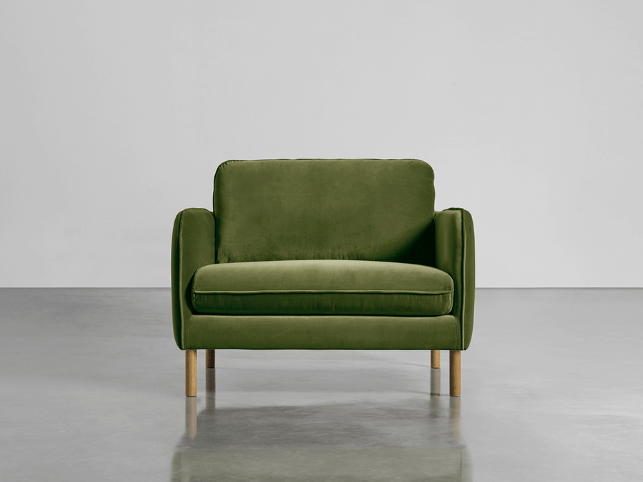 Scandi Loveseat Moss Cotton Velvet