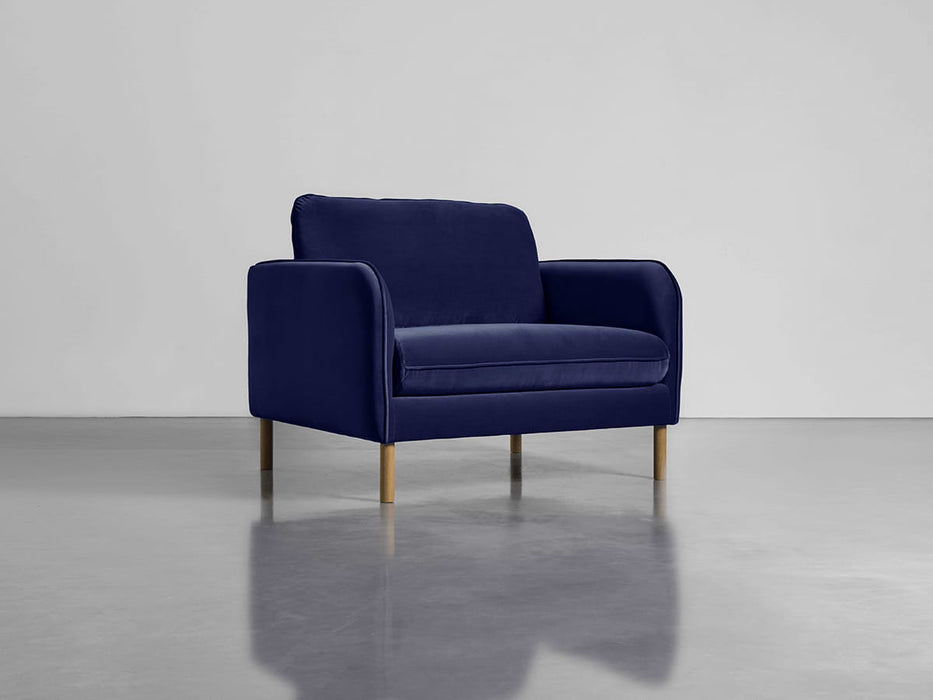 Scandi Loveseat Navy Cotton Velvet