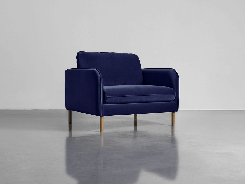 Scandi Loveseat Navy Cotton Velvet