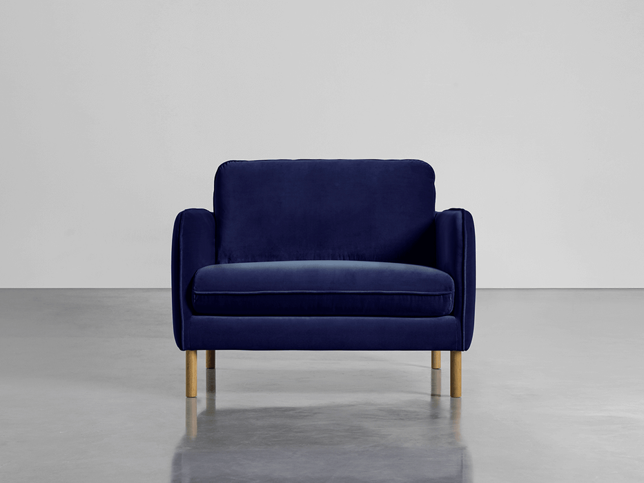 Scandi Loveseat Navy Cotton Velvet