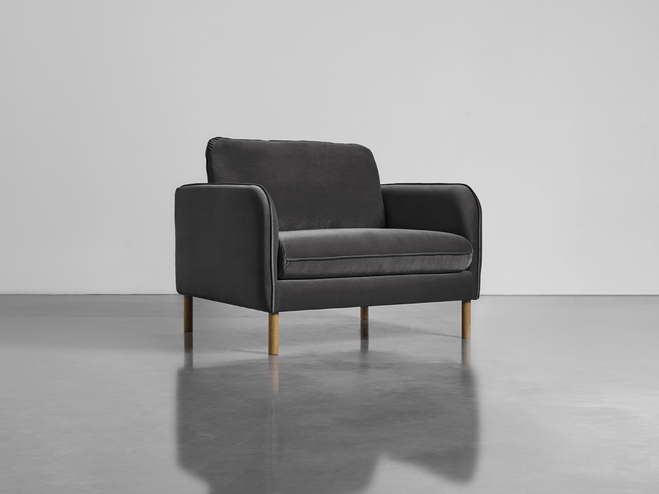 Scandi Loveseat Slate Cotton Velvet