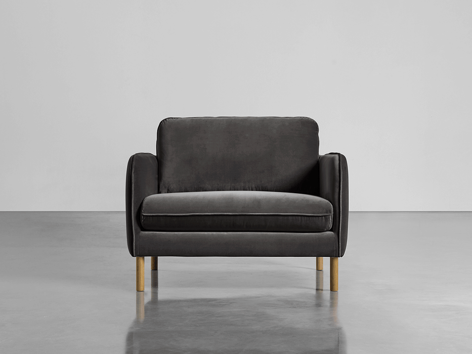 Scandi Loveseat Slate Cotton Velvet