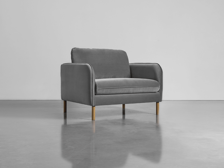 Scandi Loveseat Swedish Grey Cotton Velvet