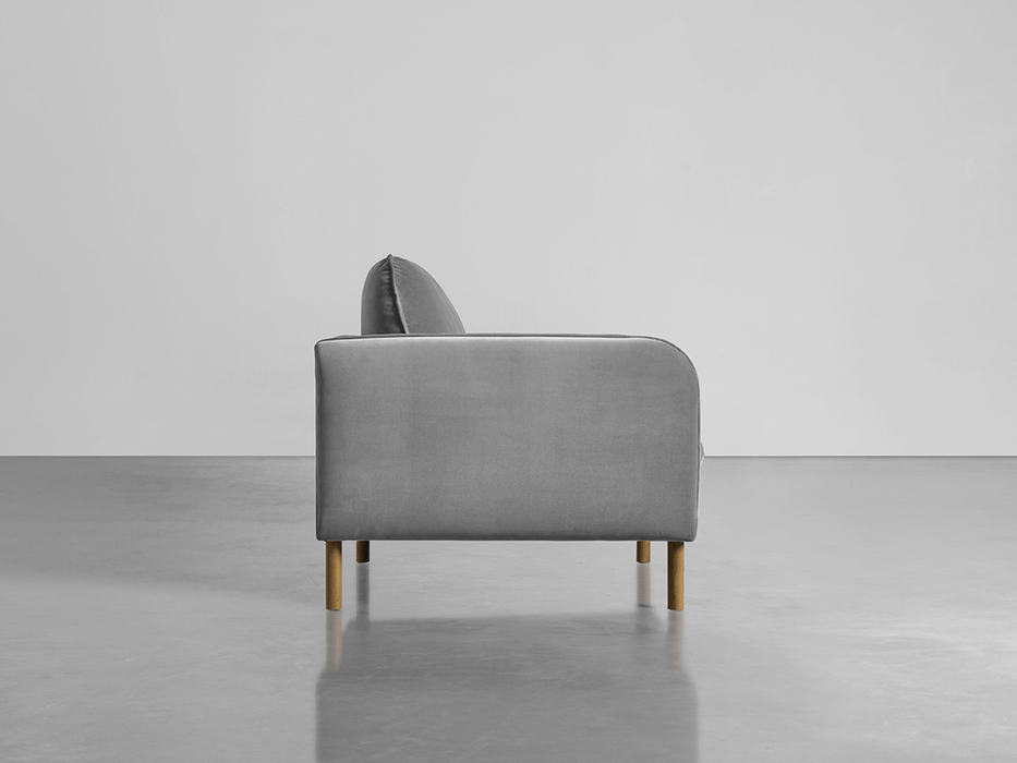 Scandi Loveseat Swedish Grey Cotton Velvet