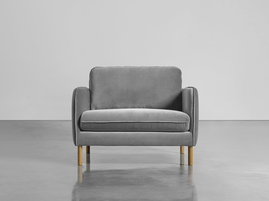 Scandi Loveseat Swedish Grey Cotton Velvet